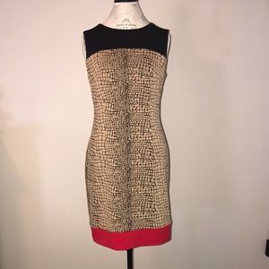 Calvin Klein Animal Print Sheath Dress. 10